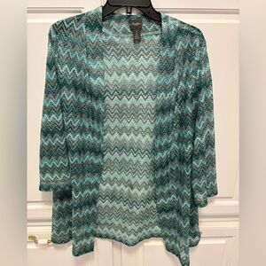 Chico's Travelers Metallic 3/4 Sleeve Open Cardigan Women Size Large Chico’s 2